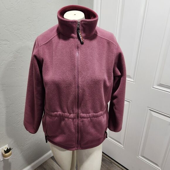 L.L. Bean Fleece Full Zip Up Anorak Jacket Mauve Womens SZ Small Winter Gorpcore - Picture 1 of 7